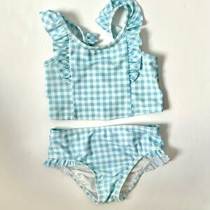 Blue Gingham Ruffle two piece swimsuit